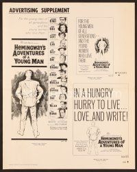 3a719 ADVENTURES OF A YOUNG MAN pressbook supplement '62 Hemingway, headshots of all stars!