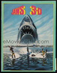 3a487 JAWS 3-D program book '83 great Gary Meyer shark artwork, the third dimension is terror!