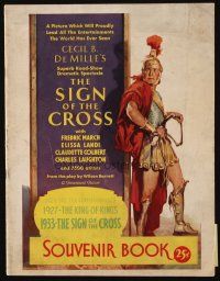 3a514 SIGN OF THE CROSS program book '32 Cecil B. DeMille, art of Fredric March holding whip!