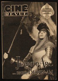 3a649 JOAN OF ARC Belgian promo brochure '48 c/u of Ingrid Bergman in full armor with flag!