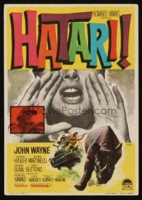 3a354 HATARI Spanish herald '62 Howard Hawks, John Wayne, different art by Mac Gomez!