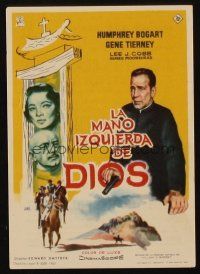3a361 LEFT HAND OF GOD Spanish herald '60 different art of priest Humphrey Bogart & Gene Tierney!
