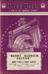 3a690 HENRY ALDRICH, EDITOR English pressbook '42 newspaper chief Jimmy Lydon!