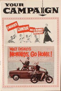 3a696 MONKEYS GO HOME English pressbook '67 Disney, Maurice Chevalier, Yvette Mimieux & apes!