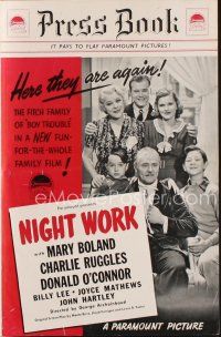 3a698 NIGHT WORK English pressbook '39 Mary Boland, Charlie Ruggles, young Donald O'Connor!