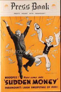 3a706 SUDDEN MONEY English pressbook '39 great image of Charlie Ruggles with Popeye!