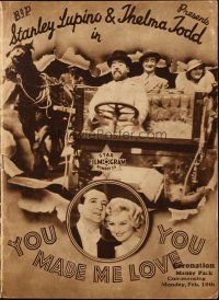 3a538 YOU MADE ME LOVE YOU English program '33 beautiful Thelma Todd & Stanley Lupino!