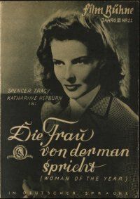 3a293 WOMAN OF THE YEAR German program '47 different images of Spencer Tracy & Katharine Hepburn!
