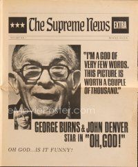 3a328 OH GOD herald '77 directed by Carl Reiner, George Burns, John Denver, Teri Garr