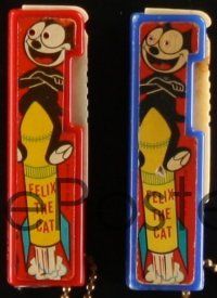 3a571 FELIX THE CAT set of 2 key chain flashlights '80s one includes tiny whistle attachment!