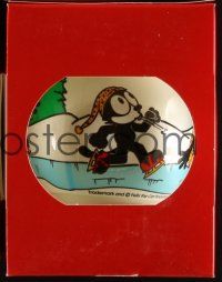 3a569 FELIX THE CAT set of 4 Christmas ornaments '95 great cartoon images of him on ice skates!