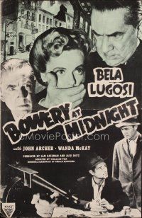 3a746 BOWERY AT MIDNIGHT pressbook R49 Bela Lugosi, John Archer, Wanda McKay, Tom Neal!