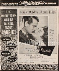 3a756 CARRIE pressbook '52 romantic images of Laurence Olivier & Jennifer Jones, William Wyler