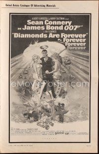 3a773 DIAMONDS ARE FOREVER pressbook '71 art of Sean Connery as James Bond by Robert McGinnis!
