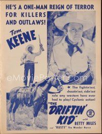 3a780 DRIFTIN' KID pressbook '41 Tom Keene is a one-man reign of terror for killers & outlaws!