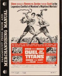 3a781 DUEL OF THE TITANS pressbook '63 Corbucci, Steve Hercules Reeves vs Gordon Tarzan Scott!