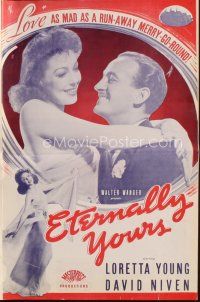 3a784 ETERNALLY YOURS pressbook R40s Loretta Young & David Niven want old fashioned love!