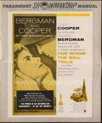 3a793 FOR WHOM THE BELL TOLLS pressbook R57 Gary Cooper & Ingrid Bergman, Ernest Hemingway!