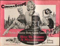 3a826 HOW TO MARRY A MILLIONAIRE pressbook '53 sexy Marilyn Monroe, Betty Grable & Lauren Bacall!