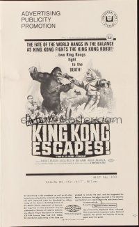 3a839 KING KONG ESCAPES pressbook '68 Ishiro Honda's Kingukongu no Gyakushu, cool monster images!