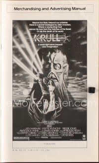 3a840 KRULL pressbook '83 sci-fi fantasy art of Ken Marshall & Lysette Anthony in monster's hand!