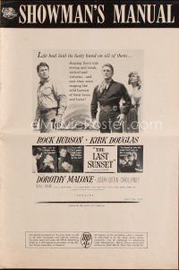 3a843 LAST SUNSET pb '61 Rock Hudson, Kirk Douglas, Dorothy Malone, directed by Robert Aldrich!
