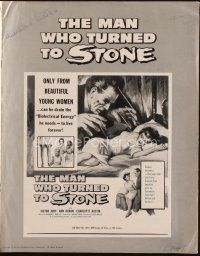 3a859 MAN WHO TURNED TO STONE pressbook '57 Jory practices unholy medicine, sexy horror art!