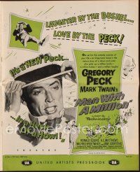 3a860 MAN WITH A MILLION pressbook '54 Gregory Peck picks up a million babes, story by Mark Twain!