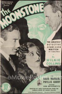 3a870 MOONSTONE pressbook '34 David Manners, from the famous detective novel by Wilkie Collins!