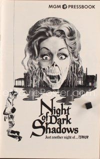3a879 NIGHT OF DARK SHADOWS pressbook '71 freaky art of the woman hung as a witch 200 years ago!