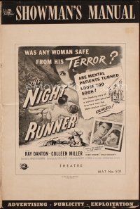 3a880 NIGHT RUNNER pressbook '57 released mental patient Ray Danton romances pretty Colleen Miller