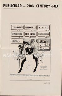 3a888 OUR MAN FLINT Spanish/U.S. pressbook '66 Bob Peak art of James Coburn, sexy James Bond spy spoof!