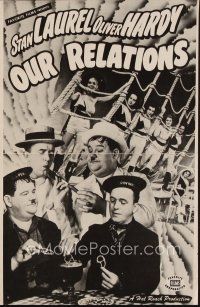 3a889 OUR RELATIONS pressbook R48 great images of Stan Laurel & Oliver Hardy!