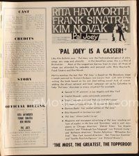3a893 PAL JOEY pressbook '57 art of Frank Sinatra with sexy Rita Hayworth & Kim Novak!