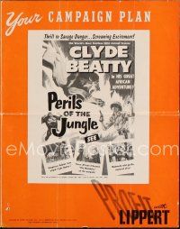 3a897 PERILS OF THE JUNGLE pressbook '53 Clyde Beatty in his great African adventure!
