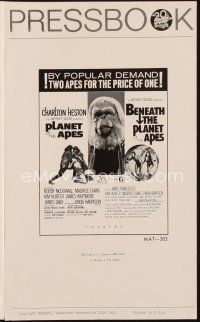 3a900 PLANET OF THE APES/BENEATH THE PLANET OF THE APES pressbook '71 2 apes for the price of 1!