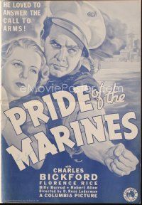 3a908 PRIDE OF THE MARINES pressbook '36 Charles Bickford loved to answer the call to arms!