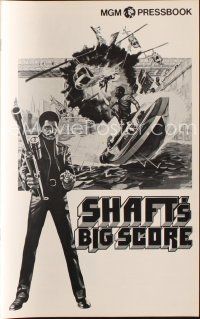 3a935 SHAFT'S BIG SCORE pressbook '72 great art of mean Richard Roundtree with big gun!