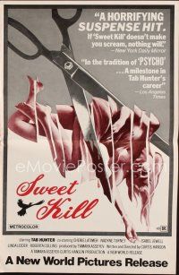 3a958 SWEET KILL pressbook '72 Curtis Hanson directed, wild art of girl chopped up by scissors!