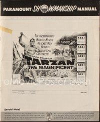 3a962 TARZAN THE MAGNIFICENT pressbook '60 barechested Gordon Scott, the greatest of them all!