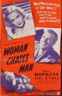 3a996 WOMAN CHASES MAN pressbook R46 great images of Miriam Hopkins & Joel McCrea!
