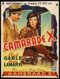 2y028 COMRADE X Belgian '40 different art of sexy Hedy Lamarr in uniform & Clark Gable!