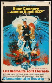 2y038 DIAMONDS ARE FOREVER Belgian '71 art of Sean Connery as James Bond by Robert McGinnis!