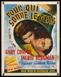 2y052 FOR WHOM THE BELL TOLLS Belgian '47 romantic c/u of Gary Cooper & Ingrid Bergman, Hemingway!