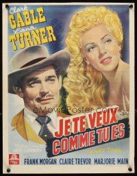 2y069 HONKY TONK Belgian '40s Clark Gable & Lana Turner, every kiss a thrill!