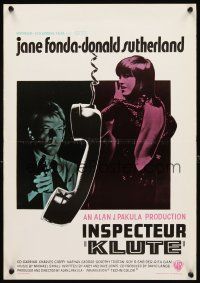 2y082 KLUTE Belgian '71 Donald Sutherland helps intended murder victim & call girl Jane Fonda!