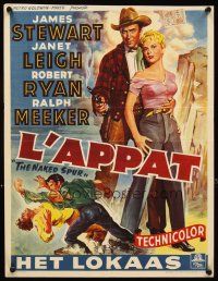 2y098 NAKED SPUR Belgian '53 art of strong man James Stewart & sexy bait Janet Leigh!