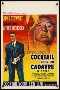 2y119 ROPE Belgian R60s cool art of James Stewart & director Alfred Hitchcock shown!