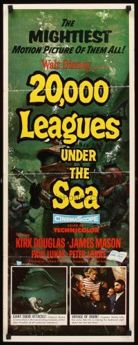 2y256 20,000 LEAGUES UNDER THE SEA insert '55 Jules Verne classic, art of deep sea divers!