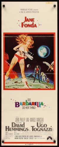 2y285 BARBARELLA insert '68 sexiest sci-fi art of Jane Fonda by Robert McGinnis, Roger Vadim!